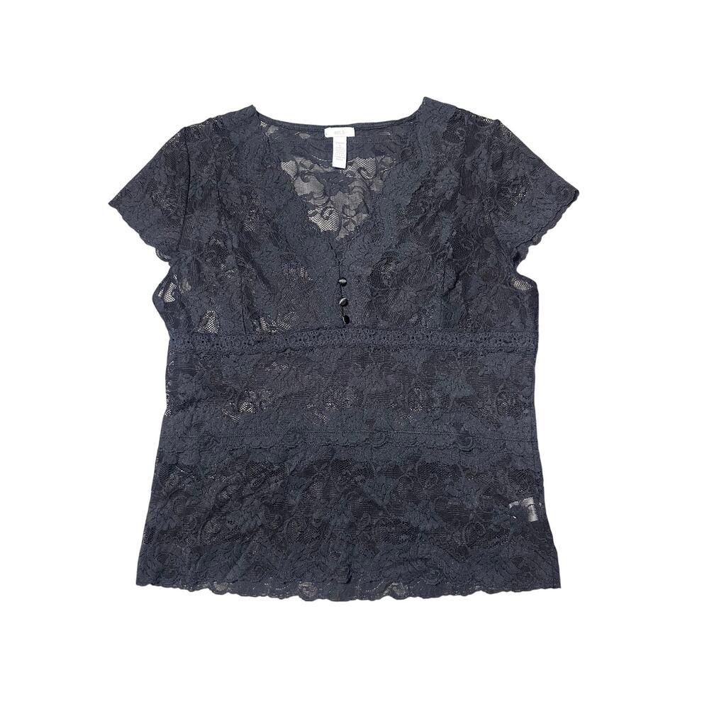 Y2K Black Lace Short Sleeve Blouse by Apt. 9